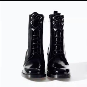 ZARA Patent leather combat boots